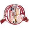 imageBOSTANTEN Baseball Crossbody Bags for Women Small Round Purse with Card Slots Cute Vegan Leather Shoulder Bag for Game DayRed