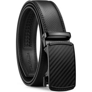 imageBOSTANTEN Mens Belt Ratchet Belts for Men Leather Dress Casual with Adjustable Buckle Cut for Fit001all Black