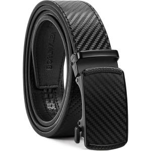 imageBOSTANTEN Mens Belt Ratchet Belts for Men Leather Dress Casual with Adjustable Buckle Cut for Fit002black  Straw Mat