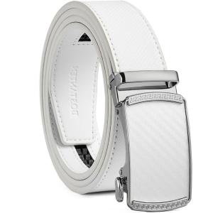 imageBOSTANTEN Mens Belt Ratchet Belts for Men Leather Dress Casual with Adjustable Buckle Cut for Fit004all White