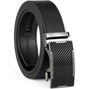 imageBOSTANTEN Mens Belt Ratchet Belts for Men Leather Dress Casual with Adjustable Buckle Cut for Fit006all Black  Twill