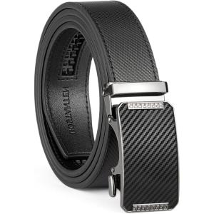 imageBOSTANTEN Mens Belt Ratchet Belts for Men Leather Dress Casual with Adjustable Buckle Cut for Fit007black  Twill