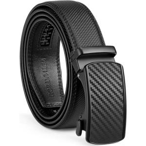 imageBOSTANTEN Mens Belt Ratchet Belts for Men Leather Dress Casual with Adjustable Buckle Cut for Fit008t Black  Twill
