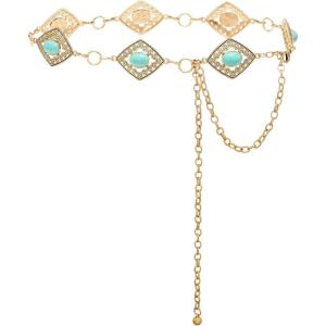 imageBOSTANTEN Western Metal Waist Chain Belt for Women Cowgirl Boho Turquoise Belts for Dress Jeans Country Concert Outfit003diamond Vintage Goldr