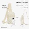 imageBOSTANTEN Sling Bag Quilted Crossbody Bags for Women Cross Body Purse Leather Fanny Pack with Adjustable Guitar StrapAcheckered Beige