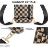imageBOSTANTEN Sling Bag Quilted Crossbody Bags for Women Cross Body Purse Leather Fanny Pack with Adjustable Guitar StrapAcheckered Coffee