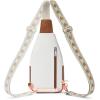 imageBOSTANTEN Sling Bag for Women Leather Crossbody Bag Vintage Cross Body Purse for Travel with Guitar Strap Bohemian StyleBeige