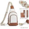 imageBOSTANTEN Sling Bag for Women Leather Crossbody Bag Vintage Cross Body Purse for Travel with Guitar Strap Bohemian StyleBeige