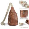 imageBOSTANTEN Sling Bag for Women Leather Crossbody Bag Vintage Cross Body Purse for Travel with Guitar Strap Bohemian StyleBrown