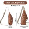 imageBOSTANTEN Sling Bag for Women Leather Crossbody Bag Vintage Cross Body Purse for Travel with Guitar Strap Bohemian StyleBrown