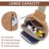 imageBOSTANTEN Sling Bag for Women Leather Crossbody Bag Vintage Cross Body Purse for Travel with Guitar Strap Bohemian StyleCamel Brown