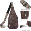 imageBOSTANTEN Sling Bag for Women Leather Crossbody Bag Vintage Cross Body Purse for Travel with Guitar Strap Bohemian StyleCoffee