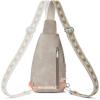 imageBOSTANTEN Sling Bag for Women Leather Crossbody Bag Vintage Cross Body Purse for Travel with Guitar Strap Bohemian StyleGrey