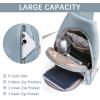 imageBOSTANTEN Sling Bag for Women Leather Crossbody Bag Vintage Cross Body Purse for Travel with Guitar Strap Bohemian StyleLight Blue