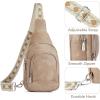 imageBOSTANTEN Sling Bag for Women Leather Crossbody Bag Vintage Cross Body Purse for Travel with Guitar Strap Bohemian StyleLight Brown