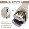imageBOSTANTEN Sling Bag for Women Leather Crossbody Bag Vintage Cross Body Purse for Travel with Guitar Strap Bohemian StyleTwilight Grey