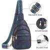 imageBOSTANTEN Small Sling Bag for Women Leather Crossbody Bags Fanny Pack Chest Bag for TravelABlue