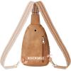 imageBOSTANTEN Small Sling Bag for Women Leather Crossbody Bags Fanny Pack Chest Bag for TravelACamel Brown
