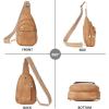 imageBOSTANTEN Small Sling Bag for Women Leather Crossbody Bags Fanny Pack Chest Bag for TravelACamel Brown