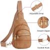 imageBOSTANTEN Small Sling Bag for Women Leather Crossbody Bags Fanny Pack Chest Bag for TravelACamel Brown