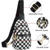 imageBOSTANTEN Small Sling Bag for Women Leather Crossbody Bags Fanny Pack Chest Bag for TravelAcheckered Black