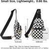 imageBOSTANTEN Small Sling Bag for Women Leather Crossbody Bags Fanny Pack Chest Bag for TravelAcheckered Black