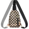 imageBOSTANTEN Small Sling Bag for Women Leather Crossbody Bags Fanny Pack Chest Bag for TravelAcheckered Coffee