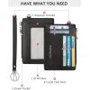 imageBOSTANTEN Small Wallet For Women RFID Leather Credit Card Holder Slim Wristlet Keychain Wallet With Zipper Pocket Mint Green CheckeredBlack