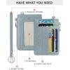 imageBOSTANTEN Small Wallet For Women RFID Leather Credit Card Holder Slim Wristlet Keychain Wallet With Zipper Pocket Mint Green CheckeredBlue