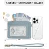 imageBOSTANTEN Small Wallet For Women RFID Leather Credit Card Holder Slim Wristlet Keychain Wallet With Zipper Pocket Mint Green CheckeredBlue