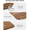 imageBOSTANTEN Small Wallet For Women RFID Leather Credit Card Holder Slim Wristlet Keychain Wallet With Zipper Pocket Mint Green CheckeredBrown