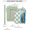 imageBOSTANTEN Small Wallet For Women RFID Leather Credit Card Holder Slim Wristlet Keychain Wallet With Zipper Pocket Mint Green CheckeredCheckered Green