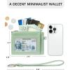 imageBOSTANTEN Small Wallet For Women RFID Leather Credit Card Holder Slim Wristlet Keychain Wallet With Zipper Pocket Mint Green CheckeredCheckered Green