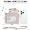 imageBOSTANTEN Small Wallet For Women RFID Leather Credit Card Holder Slim Wristlet Keychain Wallet With Zipper Pocket Mint Green CheckeredPink