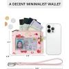 imageBOSTANTEN Small Wallet For Women RFID Leather Credit Card Holder Slim Wristlet Keychain Wallet With Zipper Pocket Mint Green CheckeredPink Cherry
