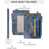 imageBOSTANTEN Small Wallet For Women RFID Leather Credit Card Holder Slim Wristlet Keychain Wallet With Zipper Pocket Mint Green CheckeredRDenim Blue