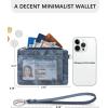 imageBOSTANTEN Small Wallet For Women RFID Leather Credit Card Holder Slim Wristlet Keychain Wallet With Zipper Pocket Mint Green CheckeredRDenim Blue