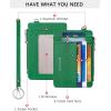 imageBOSTANTEN Small Wallet For Women RFID Leather Credit Card Holder Slim Wristlet Keychain Wallet With Zipper Pocket Mint Green CheckeredRGreenWhiteBlue