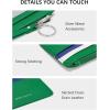 imageBOSTANTEN Small Wallet For Women RFID Leather Credit Card Holder Slim Wristlet Keychain Wallet With Zipper Pocket Mint Green CheckeredRGreenWhiteBlue