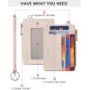 imageBOSTANTEN Small Wallet For Women RFID Leather Credit Card Holder Slim Wristlet Keychain Wallet With Zipper Pocket Mint Green CheckeredRRainbow Pink