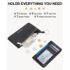 imageBOSTANTEN Small Wallet For Women RFID Leather Credit Card Holder Slim Wristlet Keychain Wallet With Zipper Pocket Mint Green CheckeredTBlack