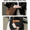 imageBOSTANTEN Small Wallet For Women RFID Leather Credit Card Holder Slim Wristlet Keychain Wallet With Zipper Pocket Mint Green CheckeredXBeige and Brown
