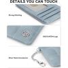 imageBOSTANTEN Small Wallet For Women RFID Leather Credit Card Holder Slim Wristlet Keychain Wallet With Zipper Pocket Mint Green CheckeredXBlue