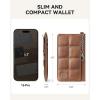 imageBOSTANTEN Small Wallet For Women RFID Leather Credit Card Holder Slim Wristlet Keychain Wallet With Zipper Pocket Mint Green CheckeredXBrown