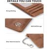 imageBOSTANTEN Small Wallet For Women RFID Leather Credit Card Holder Slim Wristlet Keychain Wallet With Zipper Pocket Mint Green CheckeredXBrown