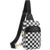 imageBOSTANTEN Sling Bag Quilted Crossbody Bags for Women Cross Body Purse Leather Fanny Pack with Adjustable Guitar StrapAcheckered Black