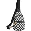 imageBOSTANTEN Small Sling Bag for Women Leather Crossbody Bags Fanny Pack Chest Bag for TravelAcheckered Black