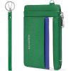 imageBOSTANTEN Small Wallet For Women RFID Leather Credit Card Holder Slim Wristlet Keychain Wallet With Zipper Pocket Mint Green CheckeredRGreenWhiteBlue