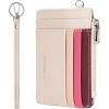 imageBOSTANTEN Small Wallet For Women RFID Leather Credit Card Holder Slim Wristlet Keychain Wallet With Zipper Pocket Mint Green CheckeredRRainbow Pink