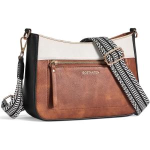 imageBOSTANTEN Crossbody Purses for Women Vegan Leather Shoulder Handbags Hobo Bag with Detachable Strap for Daily Travel ampamp WorkBeige With Brown